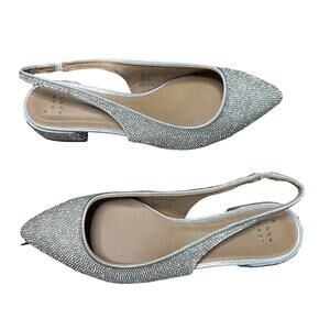 A NEW DAY Elle Rhinestone Slingback Pointed Toe Heels Silver